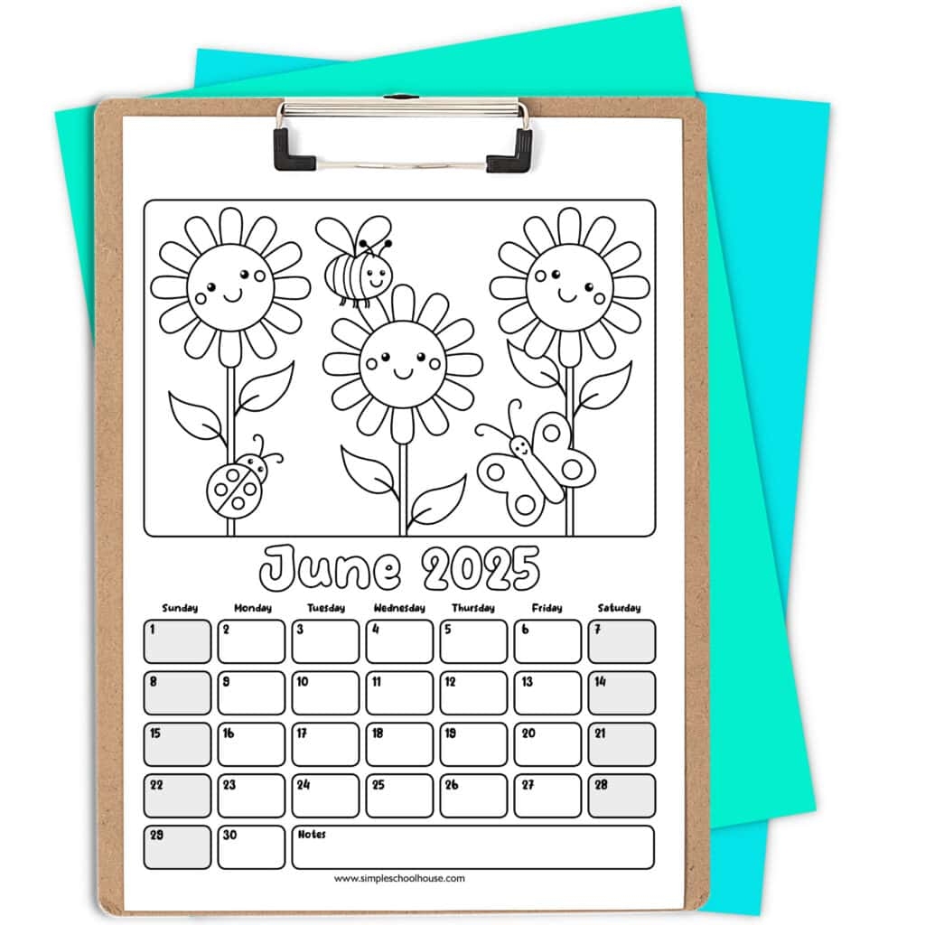 Printable Coloring Calendar 2025