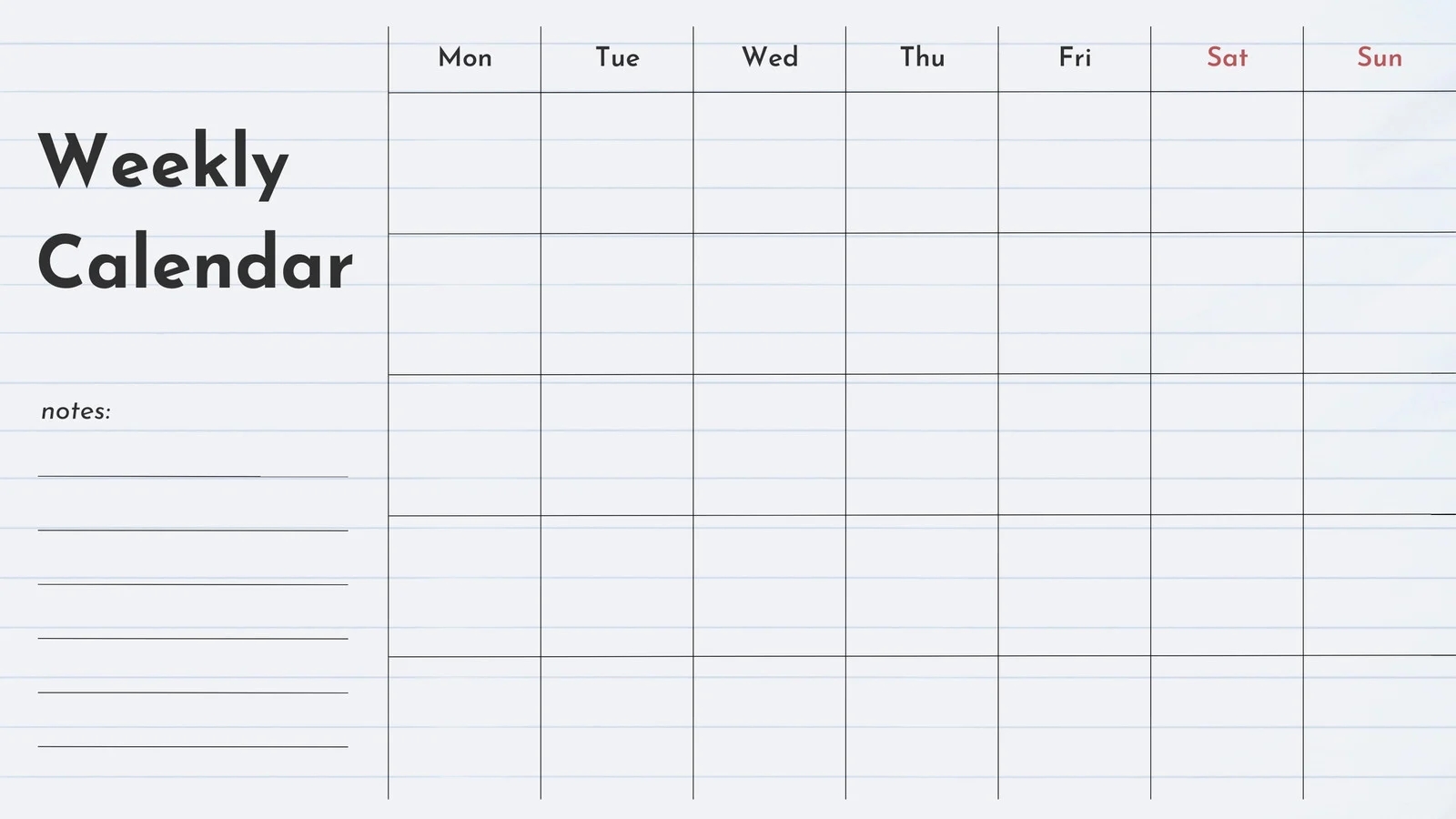 Printable Weekly Calendar Pages