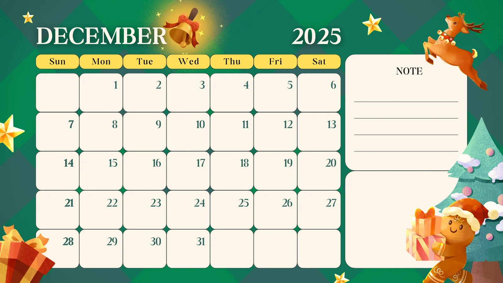 Free Printable Calendar Dec 2025