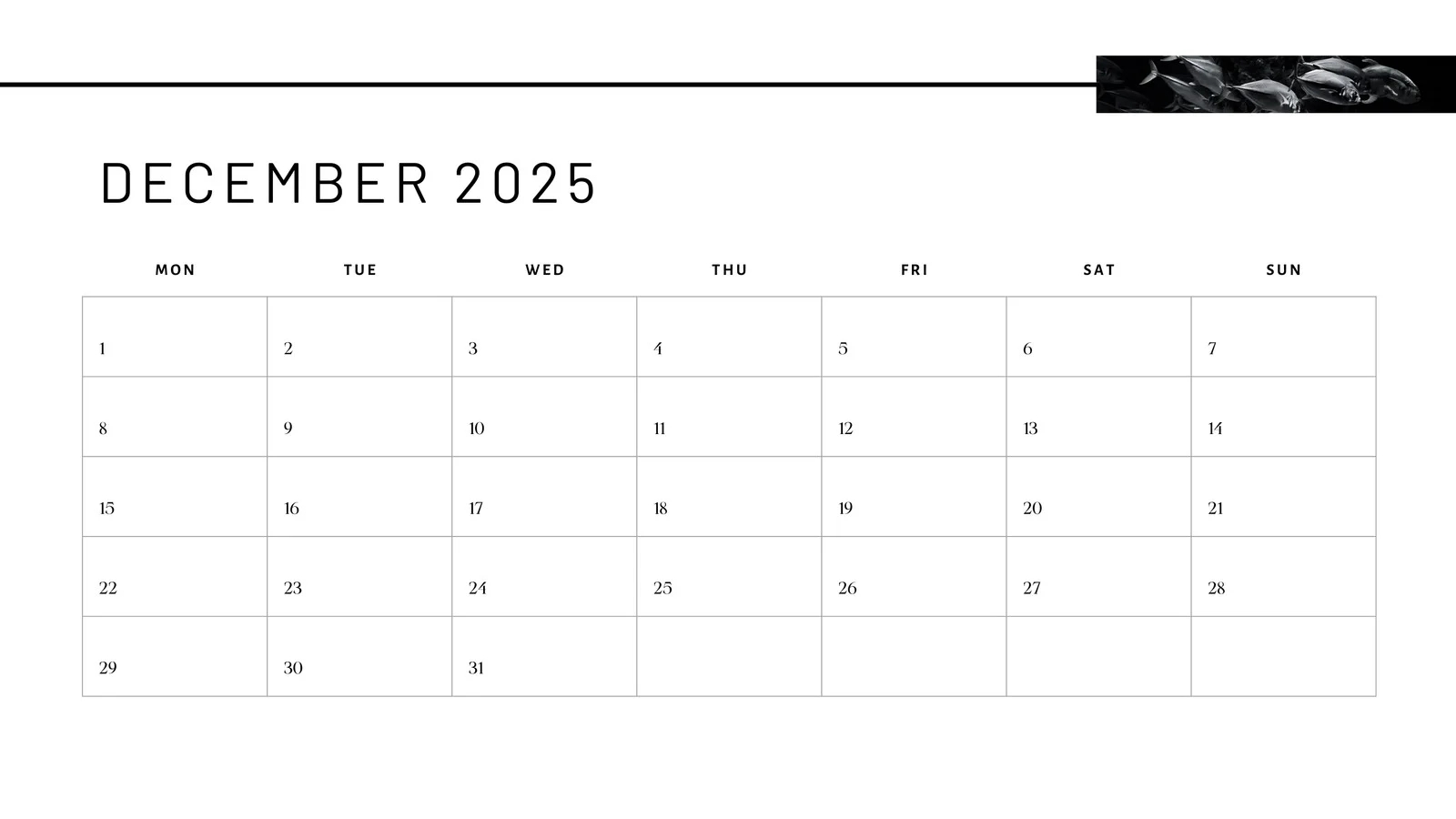 Blank Printable December Calendar
