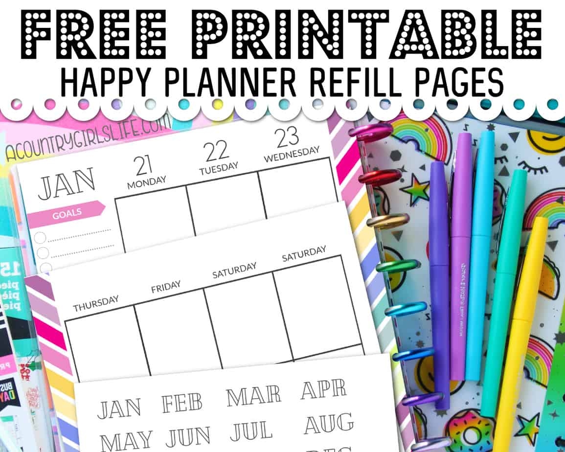 free printable happy planner refill pages classic sized a country girl s life