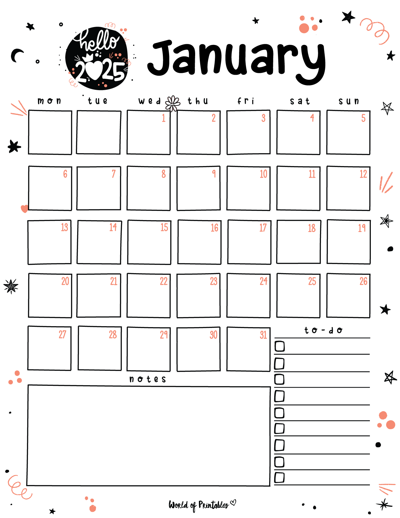Free Printable January 2025 Planners World Of Printables