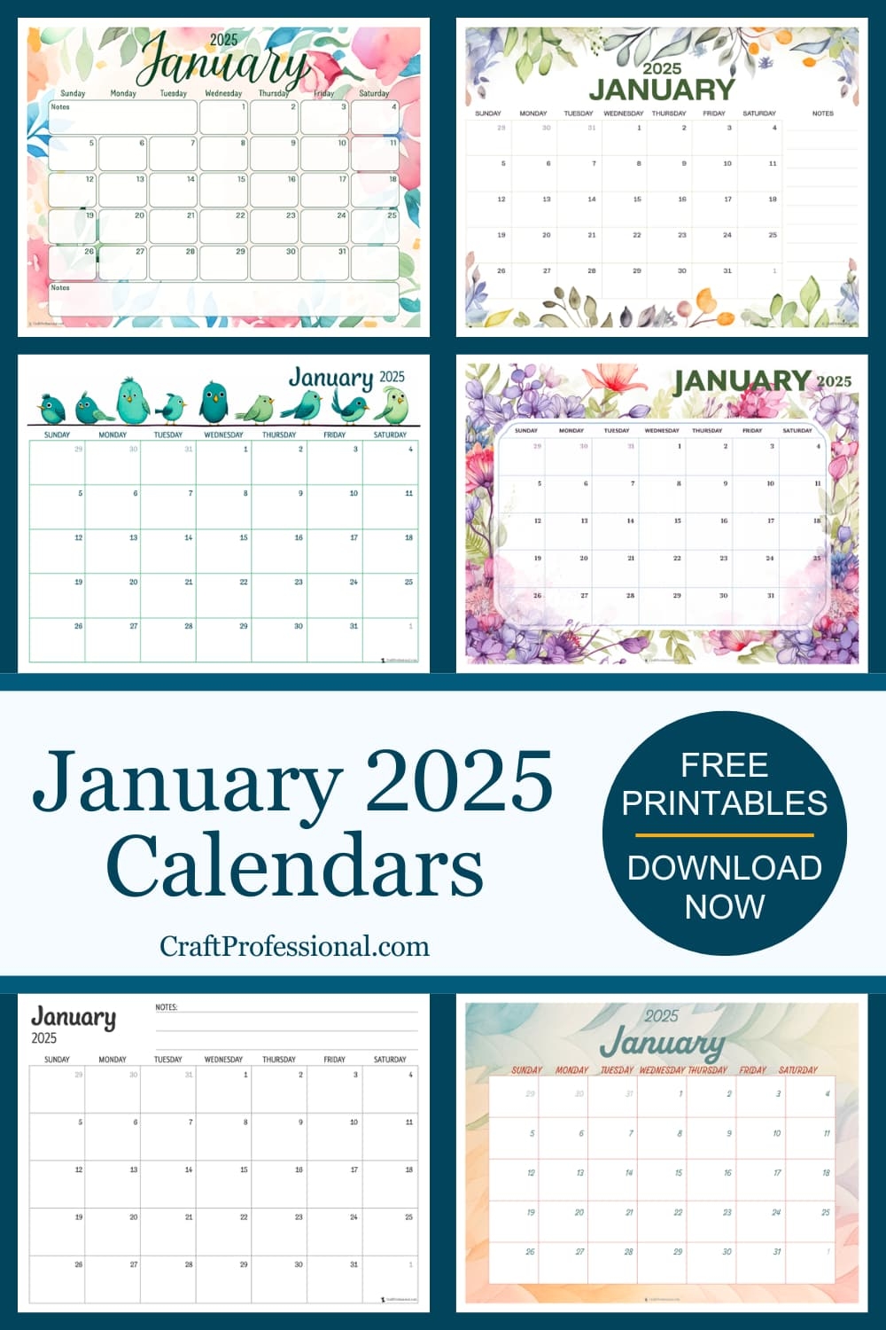 Free Printable Jan Calendar