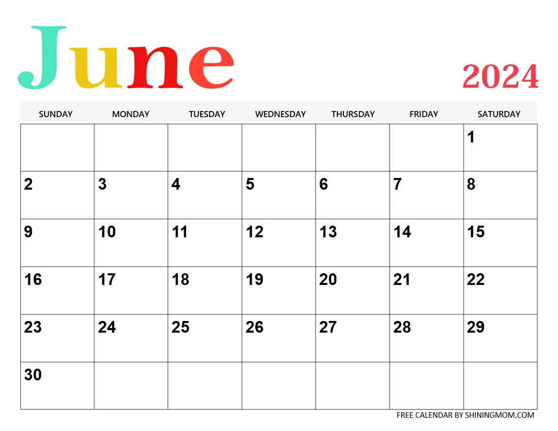 Free Printable June 2024 Calendar With Holidays Awesome Designs 