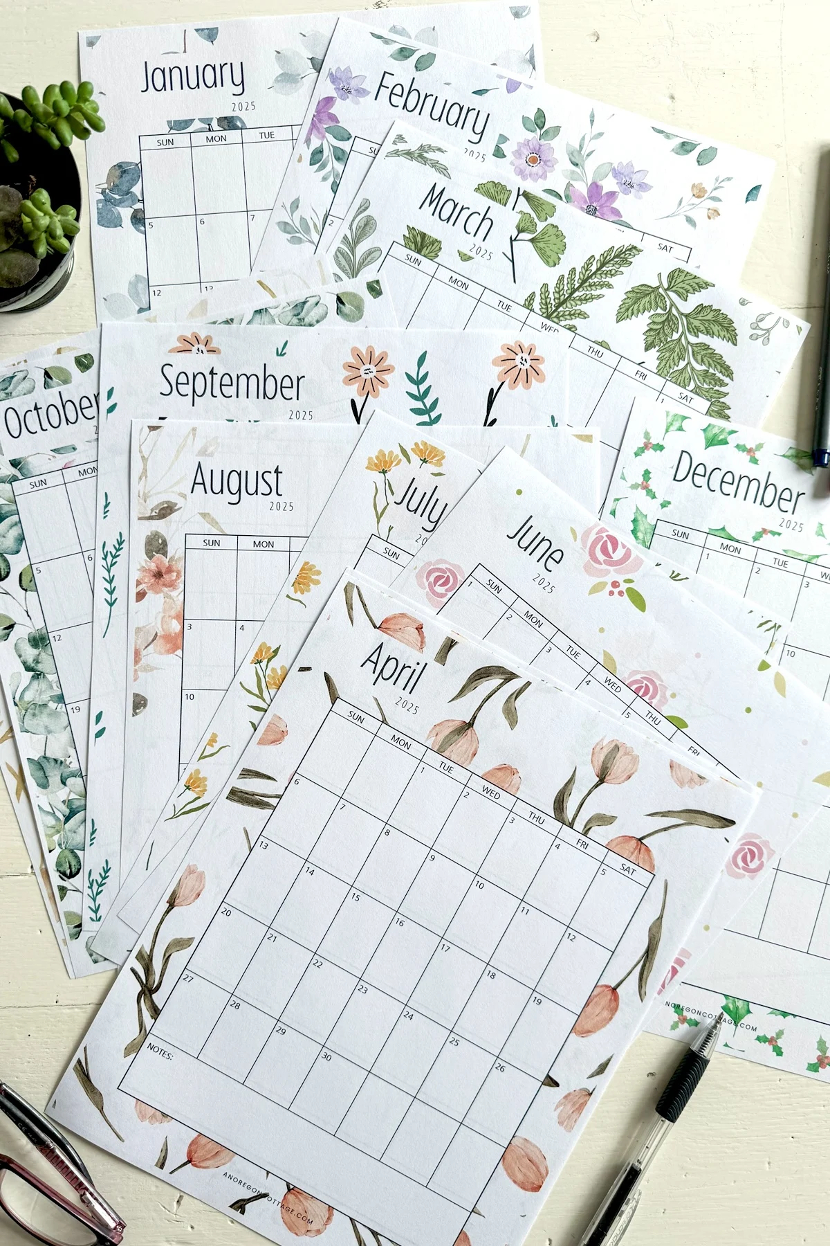 free printable monthly calendar for 2025 an oregon cottage
