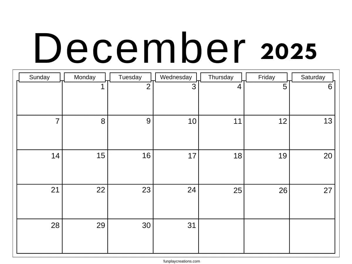 Blank Calendar 2025 Printable