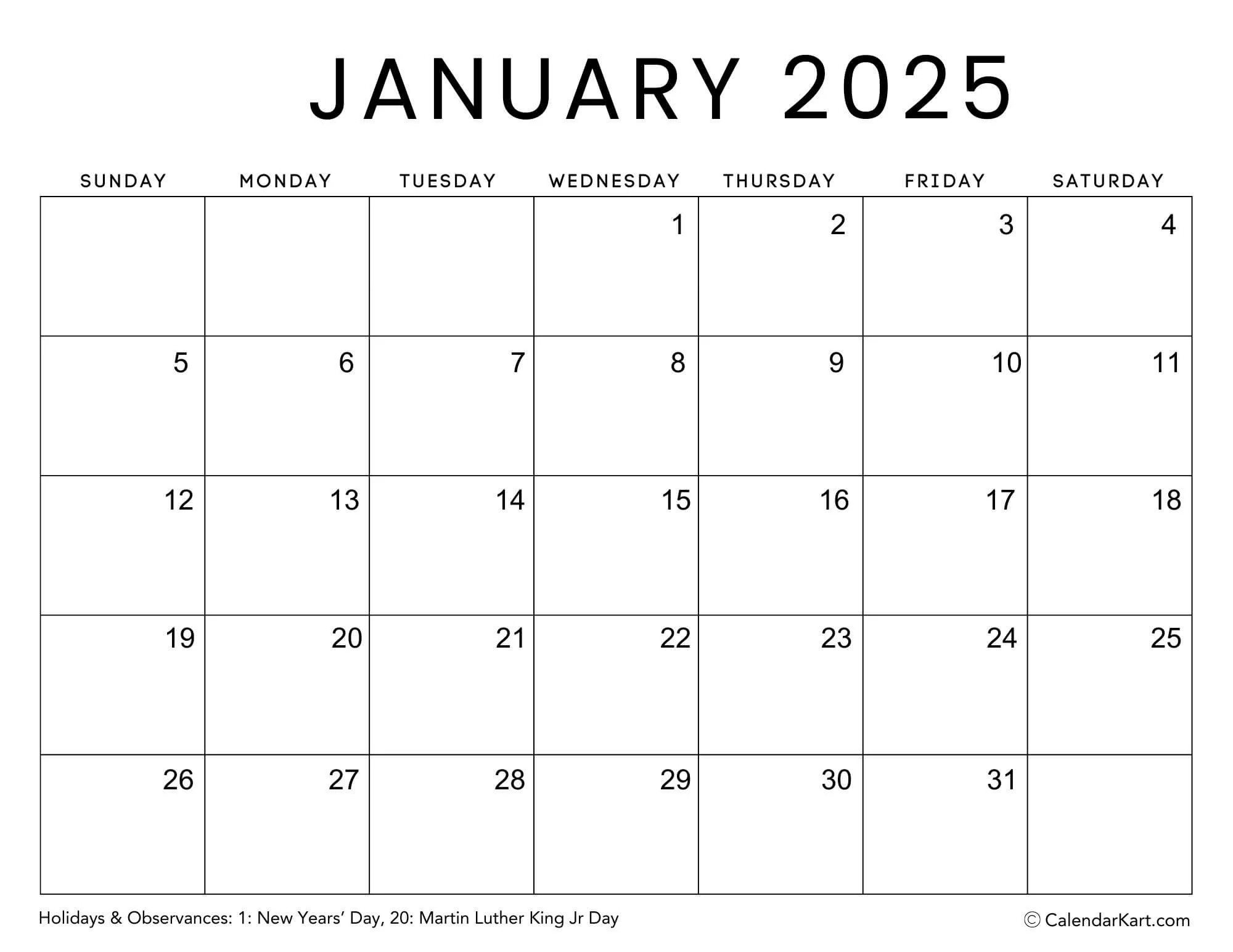 Free Printable Monthly Calendars 2025 CalendarKart