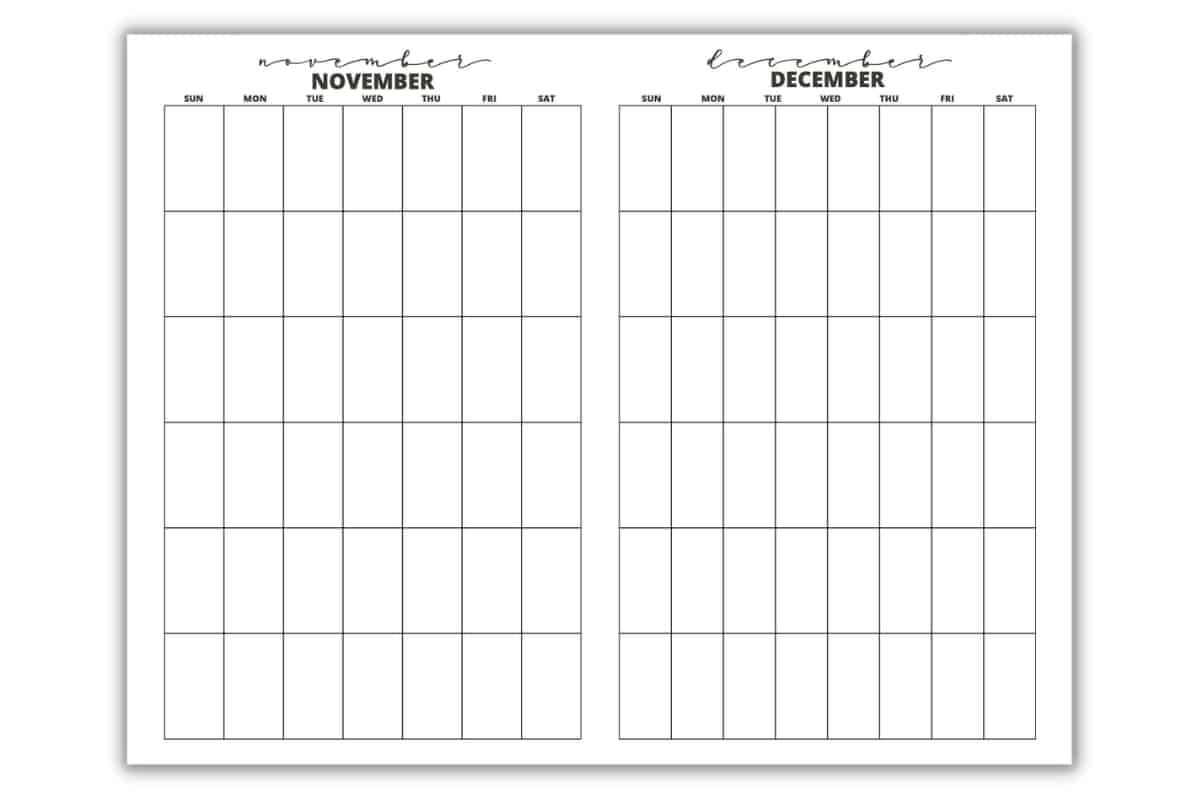 FREE Printable November December Calendar Templates 2024 Love Our Real Life