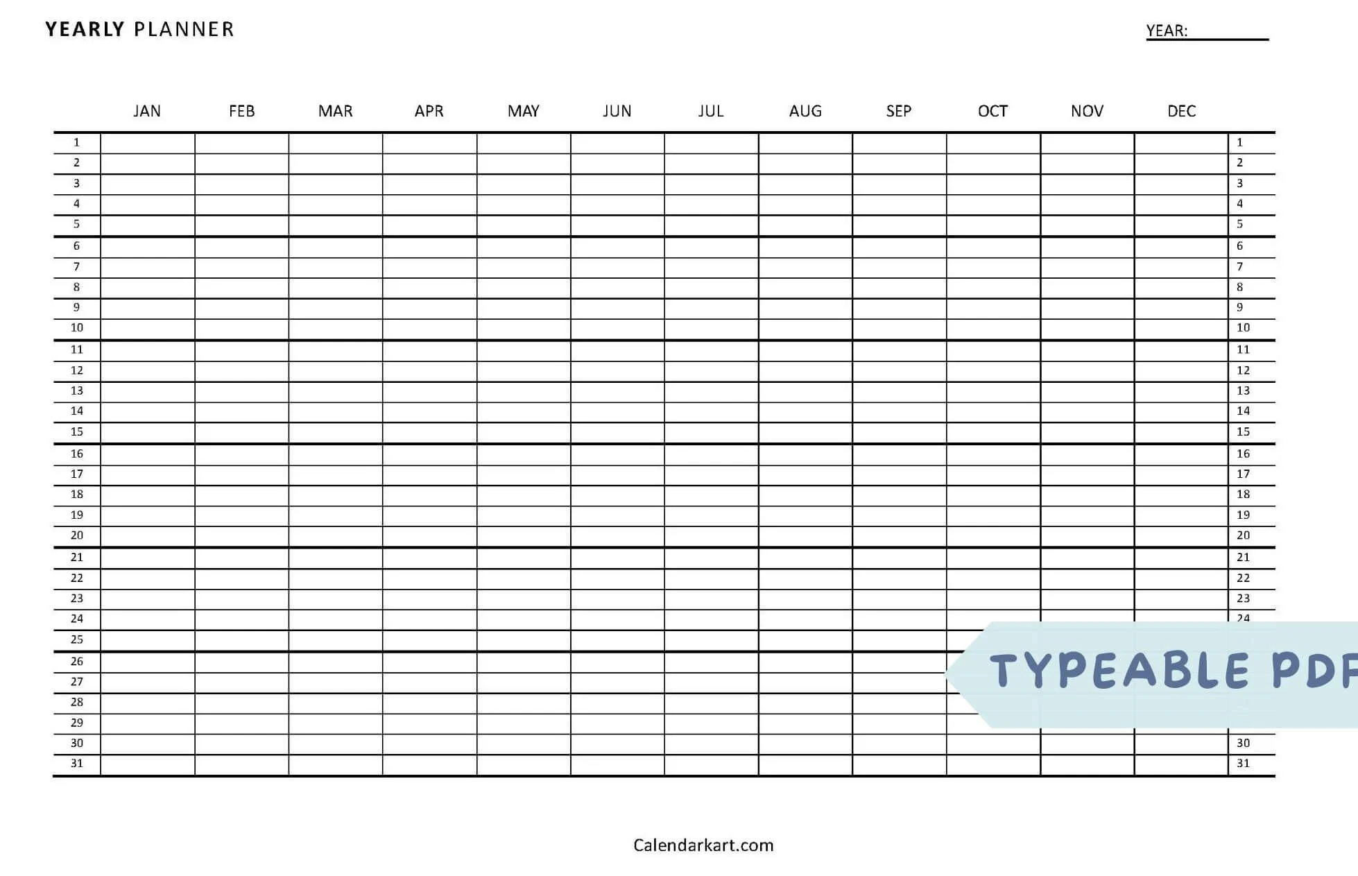 Printable Yearly Calendar 2025 Pdf