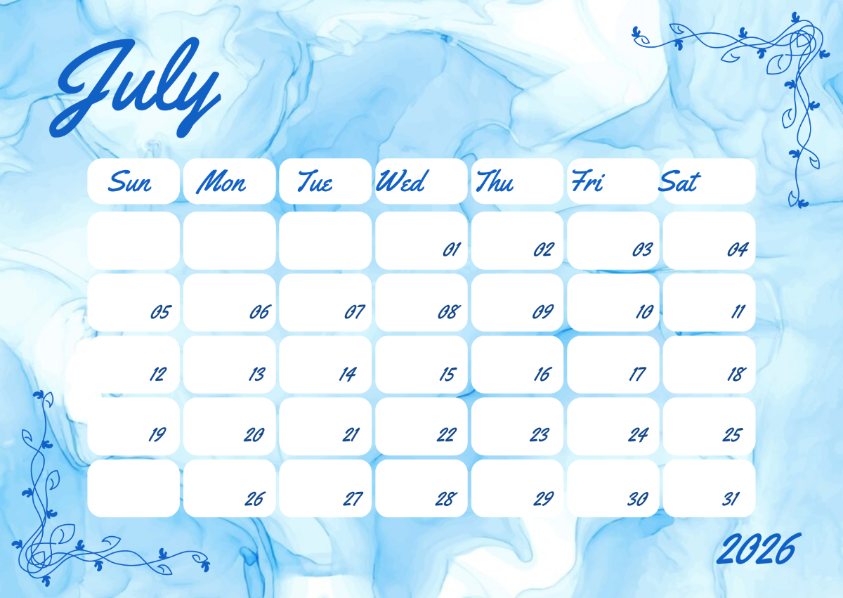 Free Printable Calendar Templates 2026 July