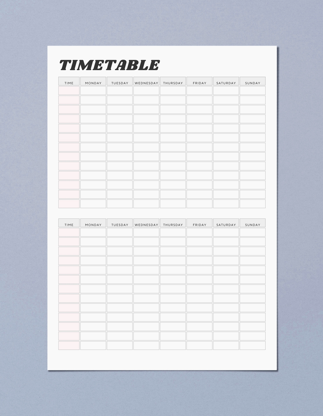 Free Weekly Printable Timetable 12 Templates The Holiday Mama