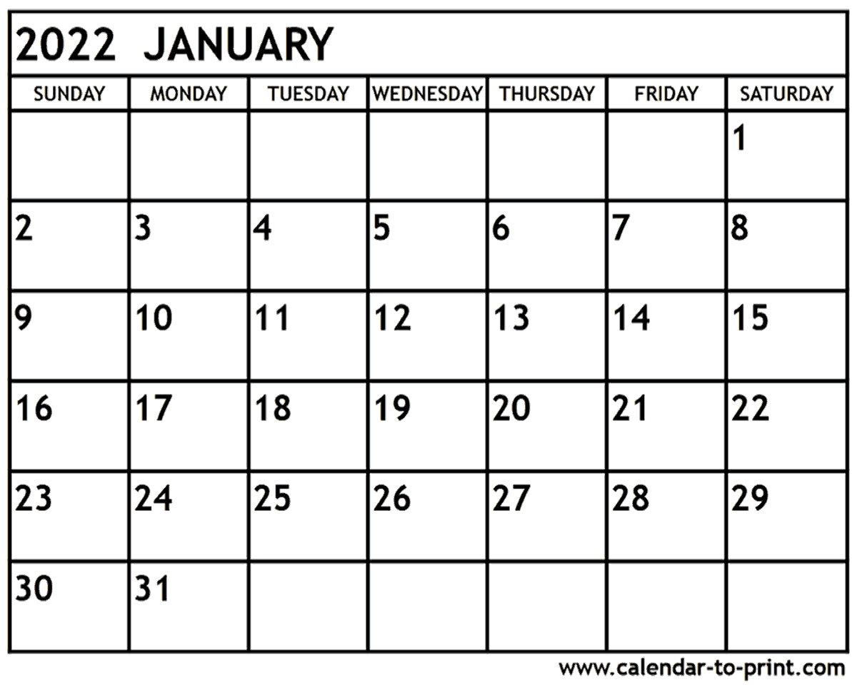 Printable Calendar Jan