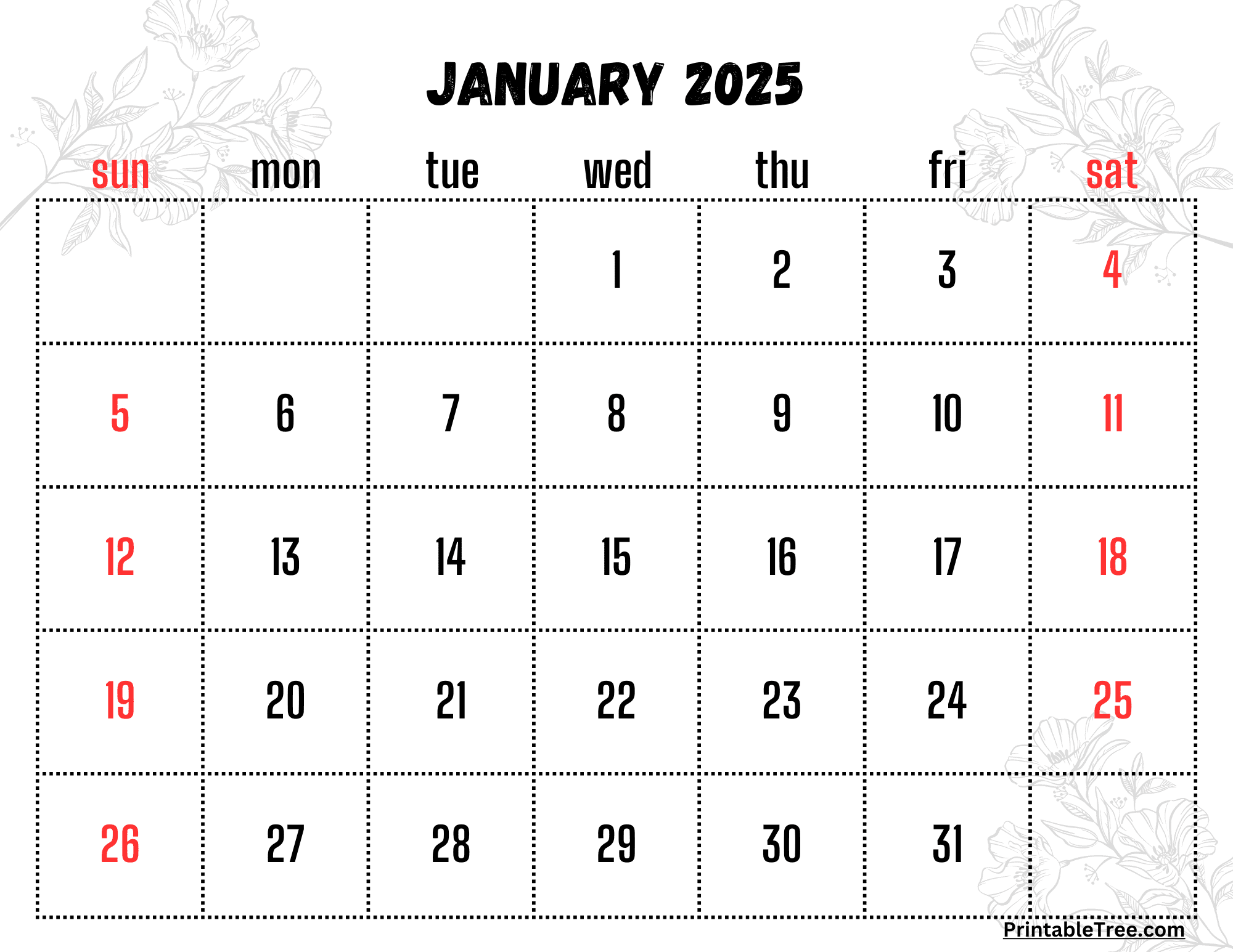 2025 Calendar Printable Free Pdf