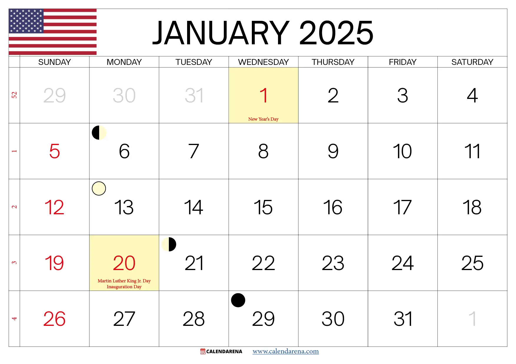 Free Printable Calendar 2025 Usa