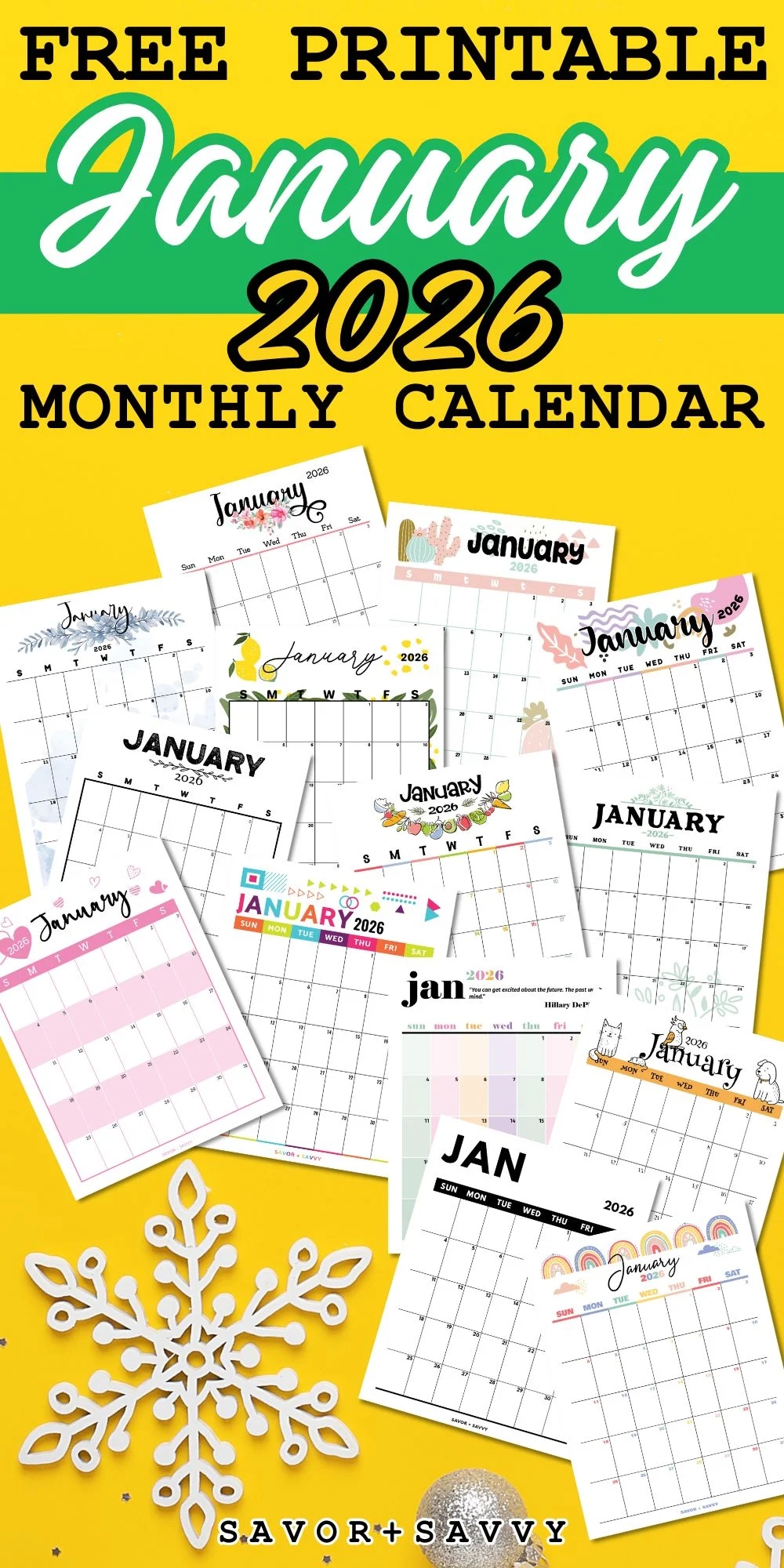January 2026 Calendar Templates 14 Free Printables Savor Savvy