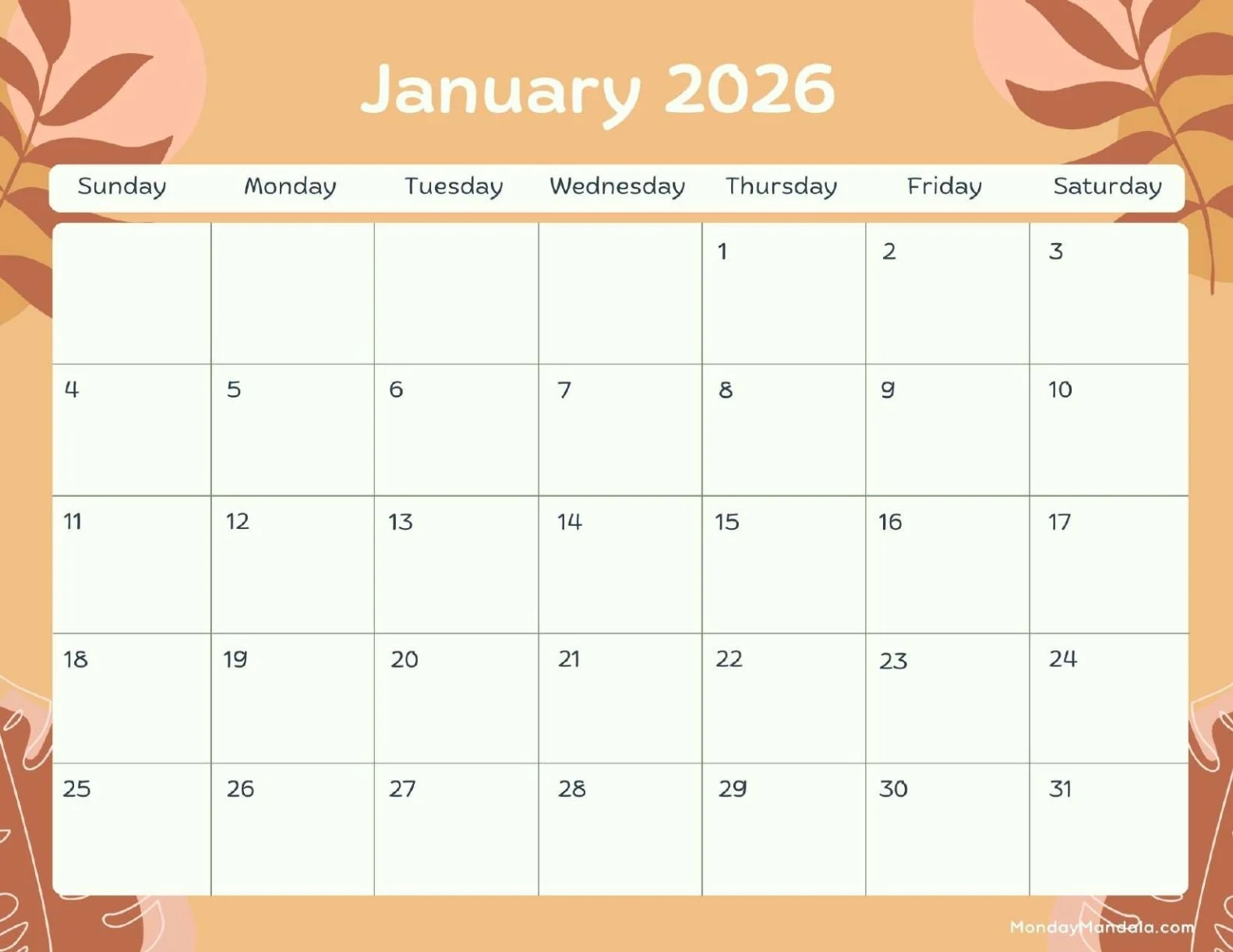 January 2026 Calendars Free PDF Printables 
