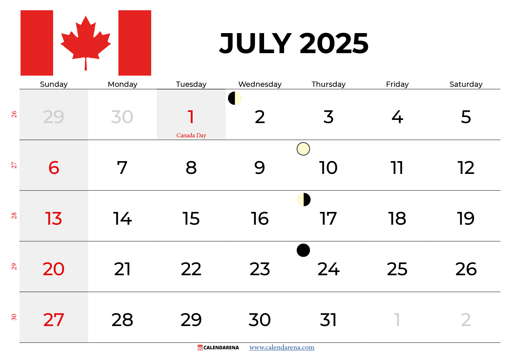 July 2025 Calendar Canada With Holidays