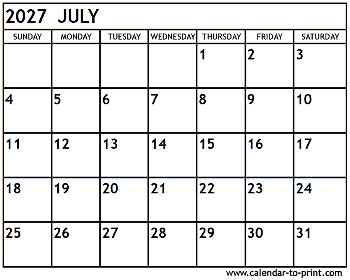 july 2027 calendar printable