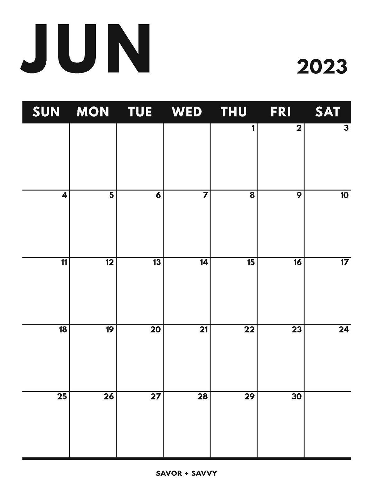 June 2023 Calendar Templates 12 Free Printables Savor Savvy