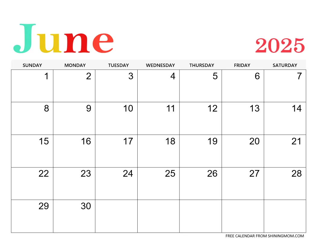 Free Blank Calendar 2025 Printable