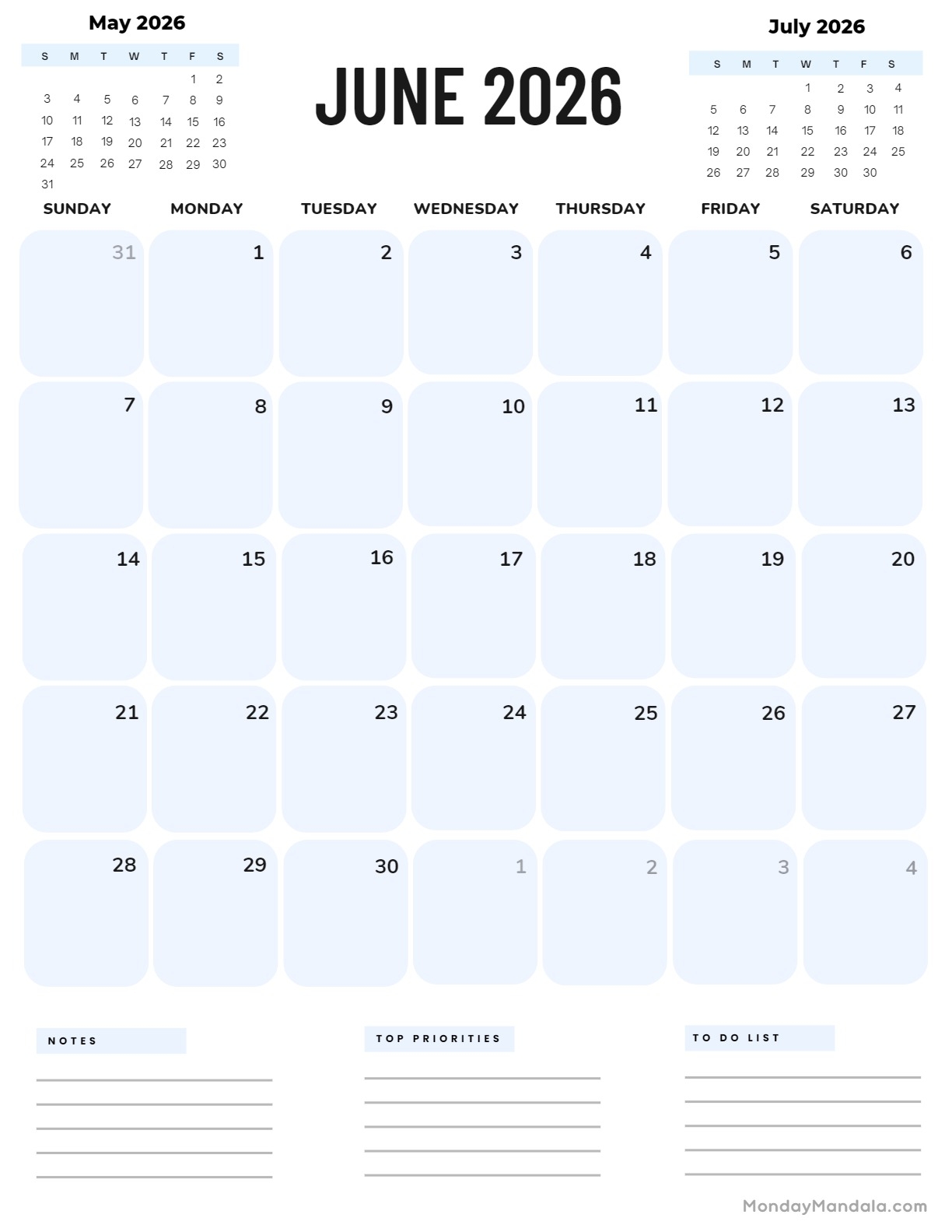 June 2026 Calendars 52 Free PDF Printables June 2026 Calendars 52 Free PDF Printables
