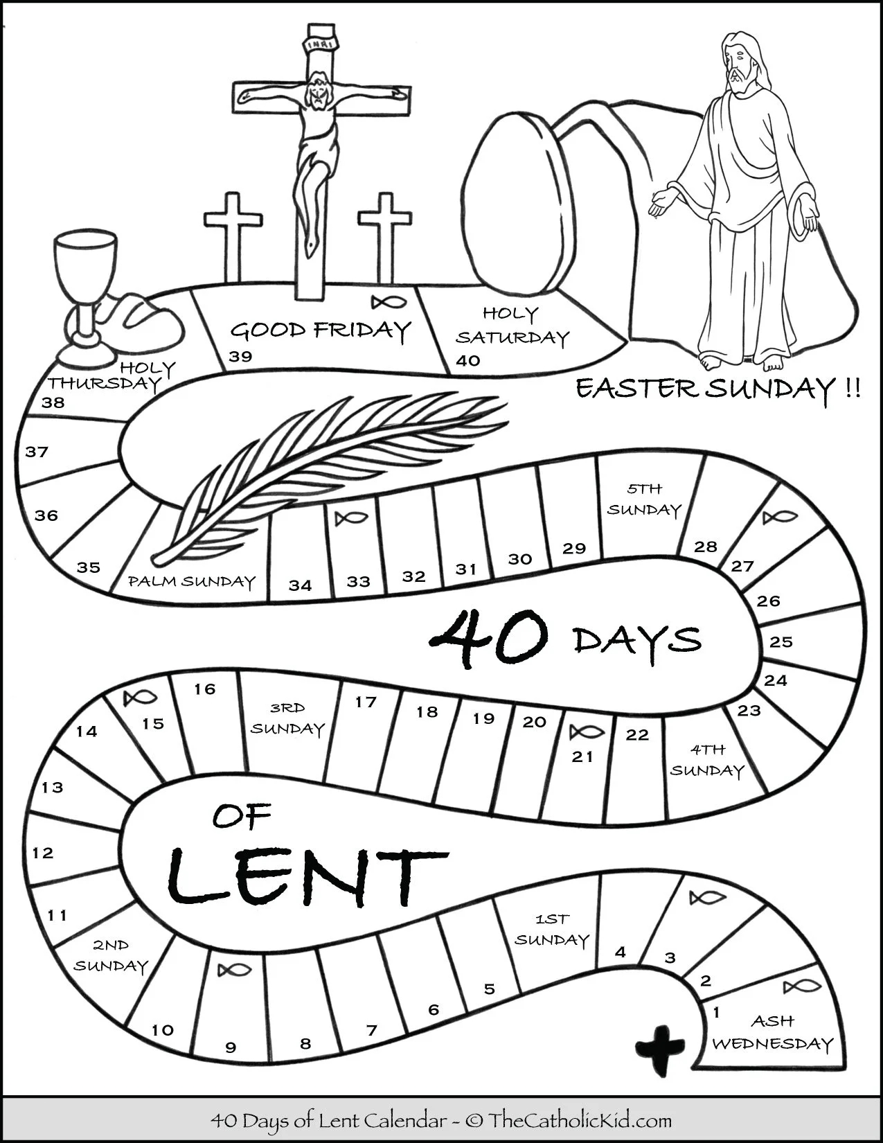 Kids Lent Calendar Coloring Page TheCatholicKid Kids Lent Calendar Coloring Page TheCatholicKid