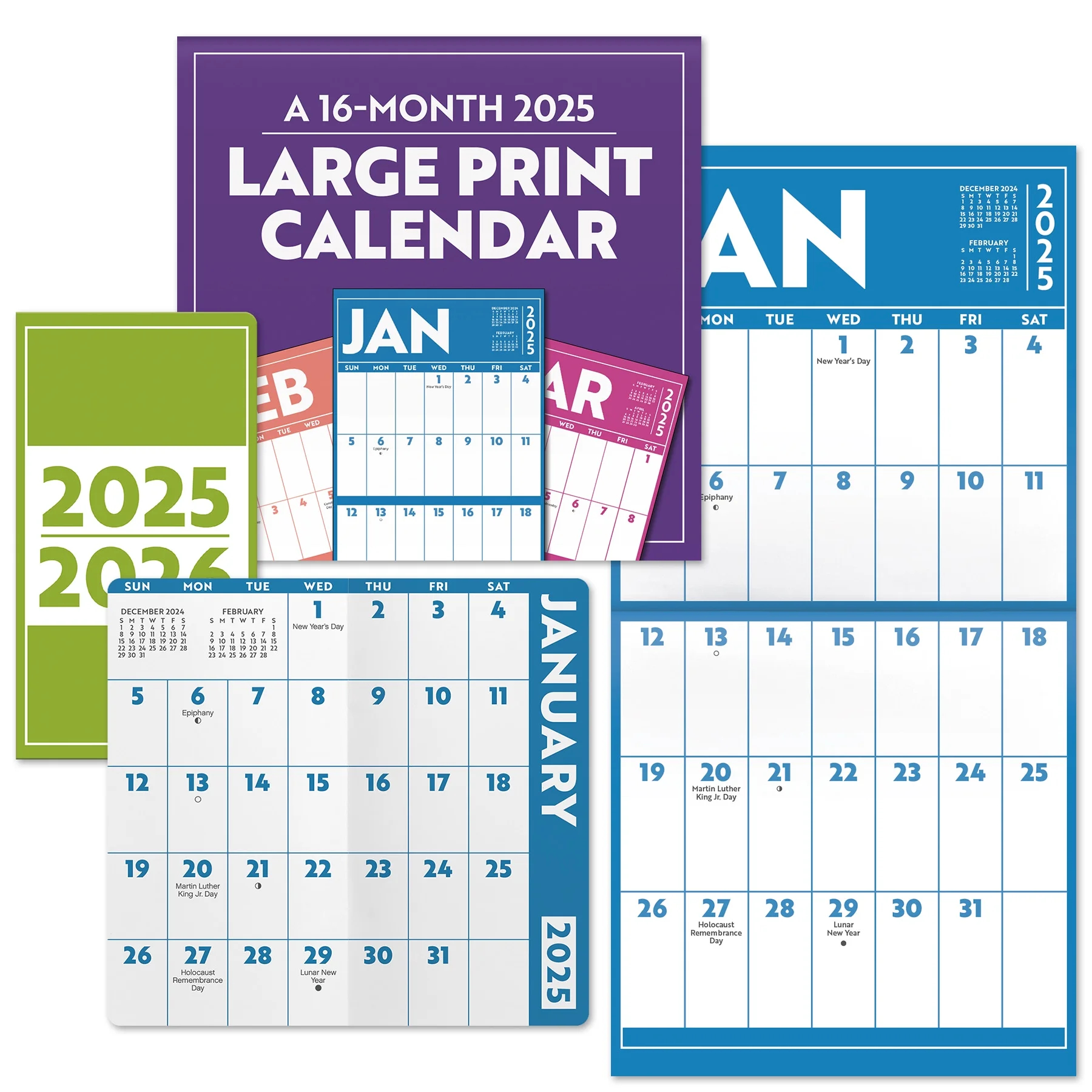 large print 2025 calendar and pocket planner walmart
