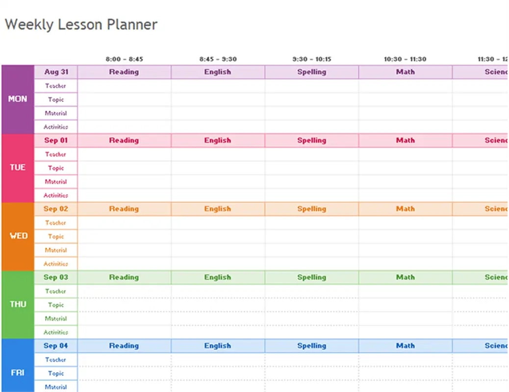 Calendar Unit Plan Printable