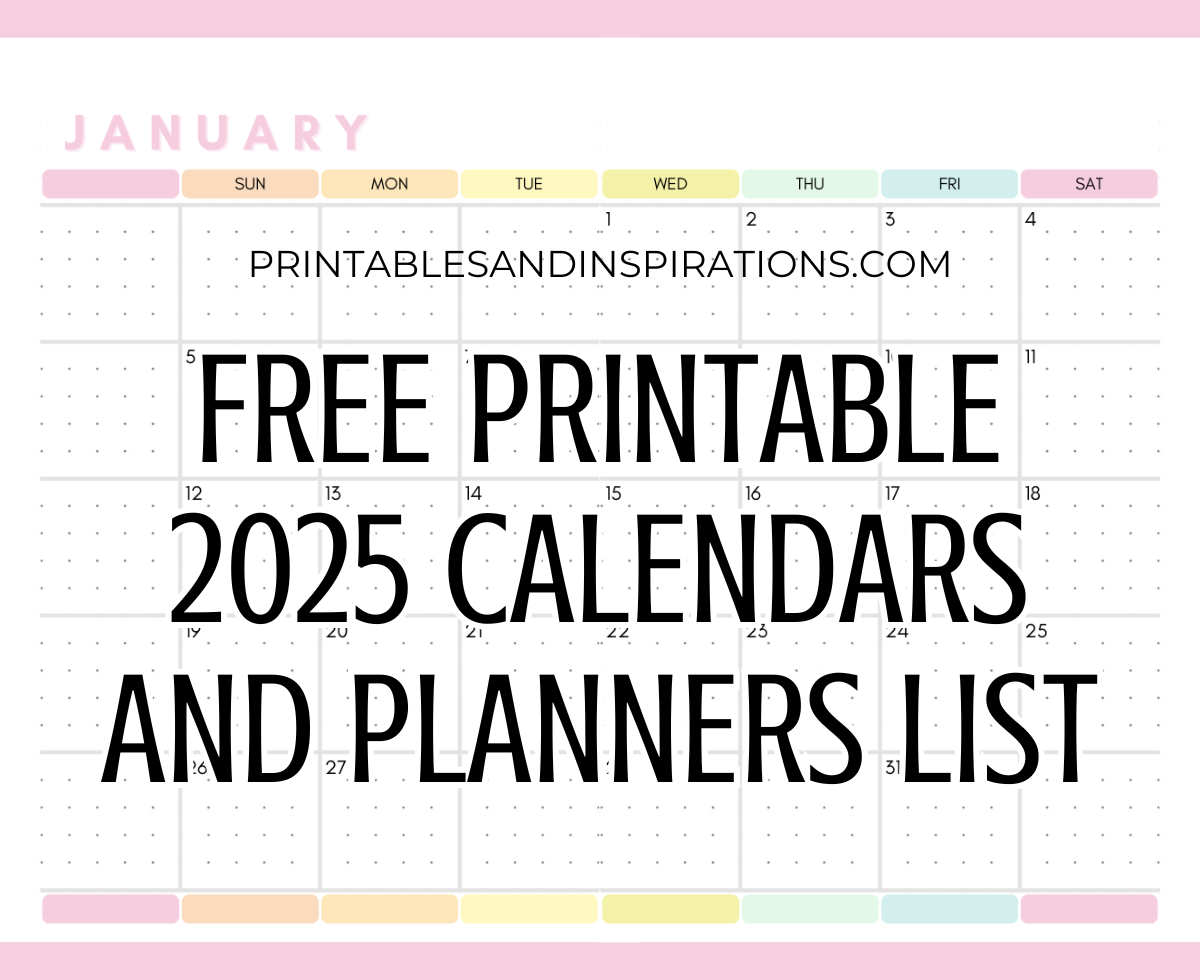12 Month Free Printable Calendar 2025