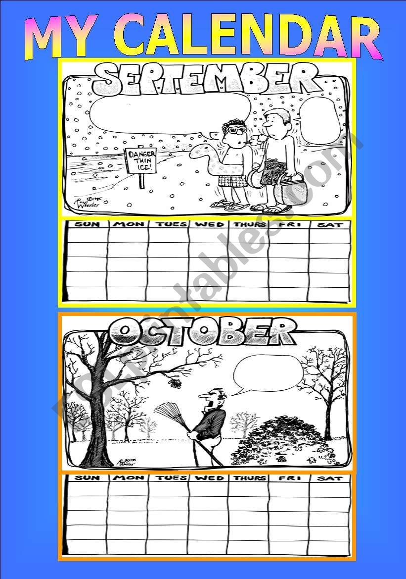 Make Your Own Calendar Activity Part 3 Of 3 ESL Worksheet By Homeless Turtle