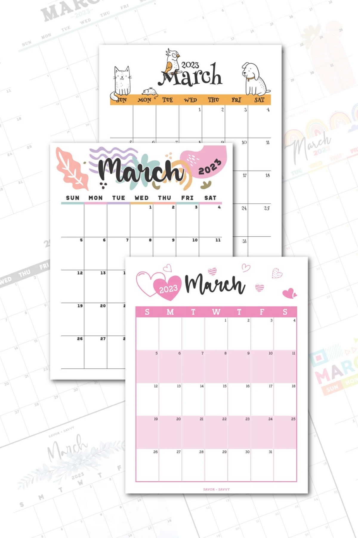 March 2023 Calendars 12 Free Printables Savor Savvy