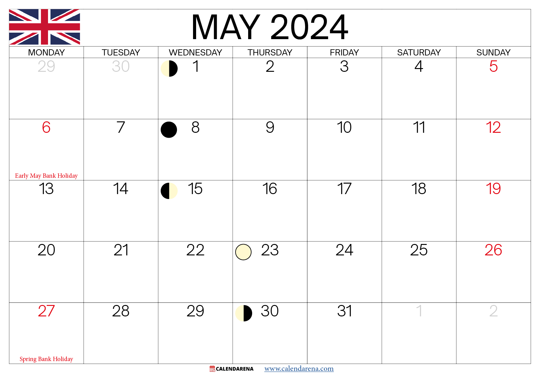 May 2024 Calendar UK