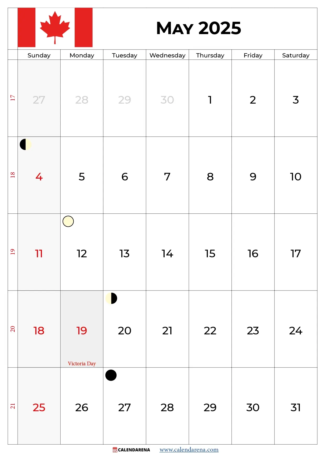 May 2025 Calendar Canada With Holidays