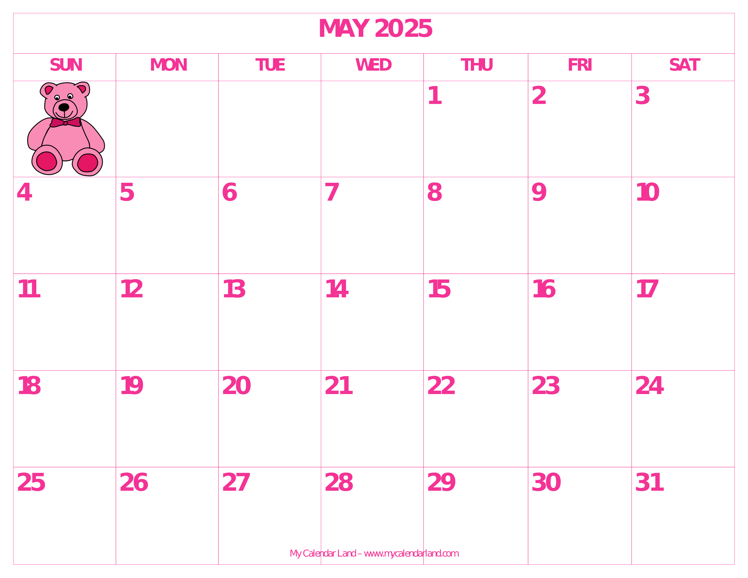 May 2025 Calendar My Calendar Land