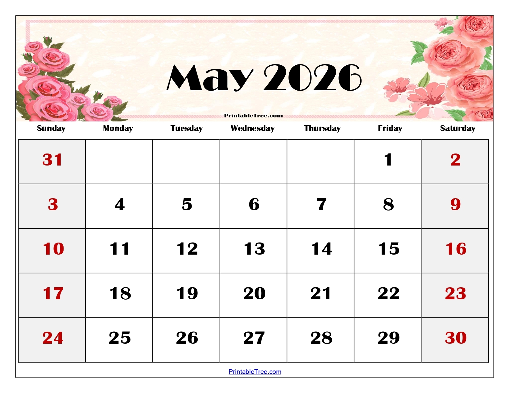 may 2026 calendar printable pdf with holiday templates free