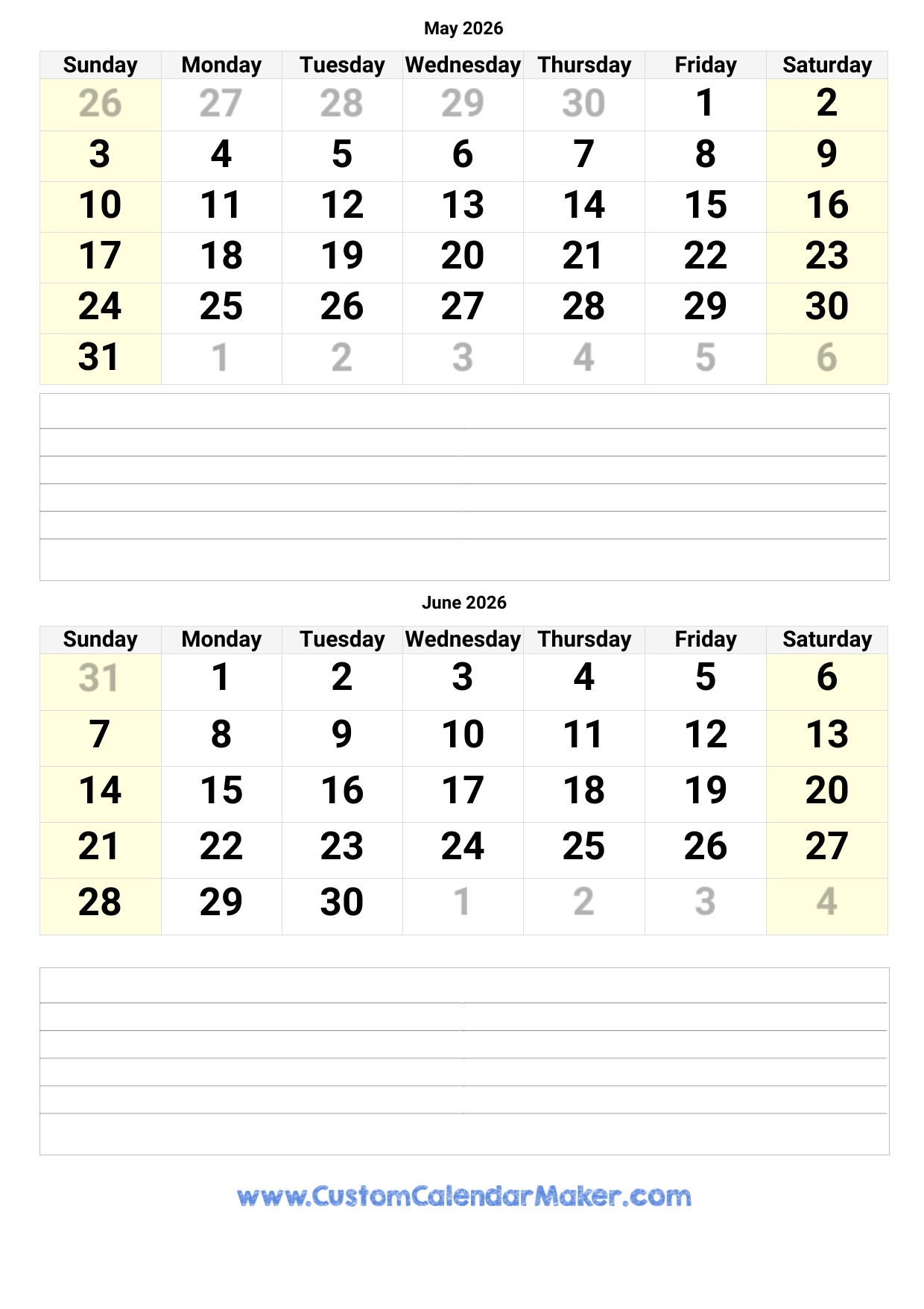 May 2026 Printable Calendar Pdf