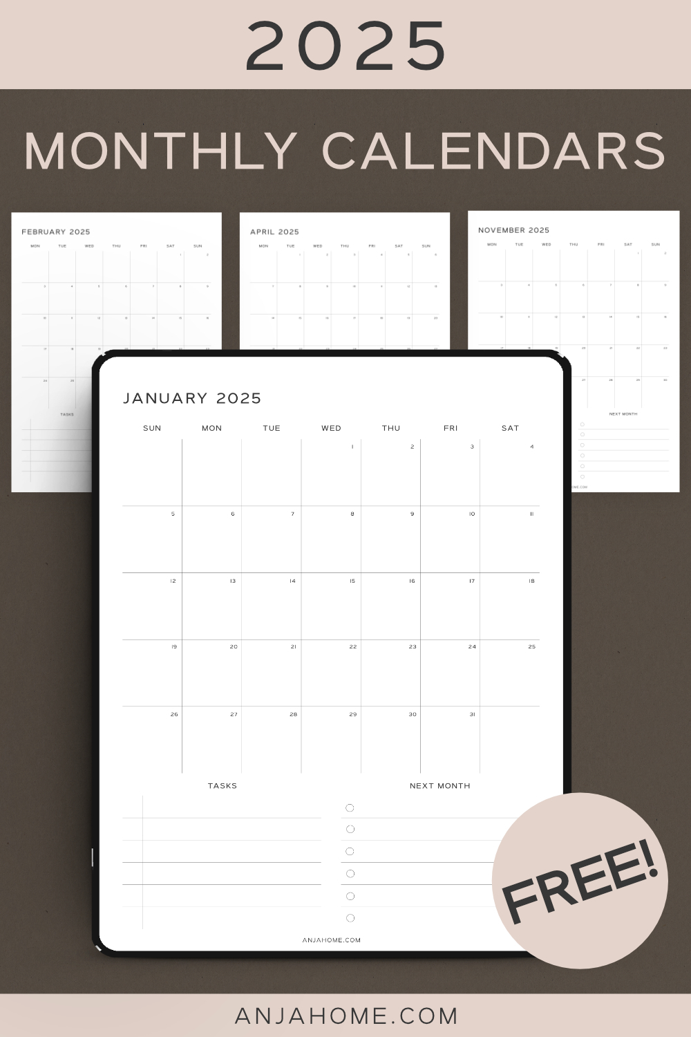 monthly calendar digital template 2025 anjahome monthly calendar digital template 2025 anjahome