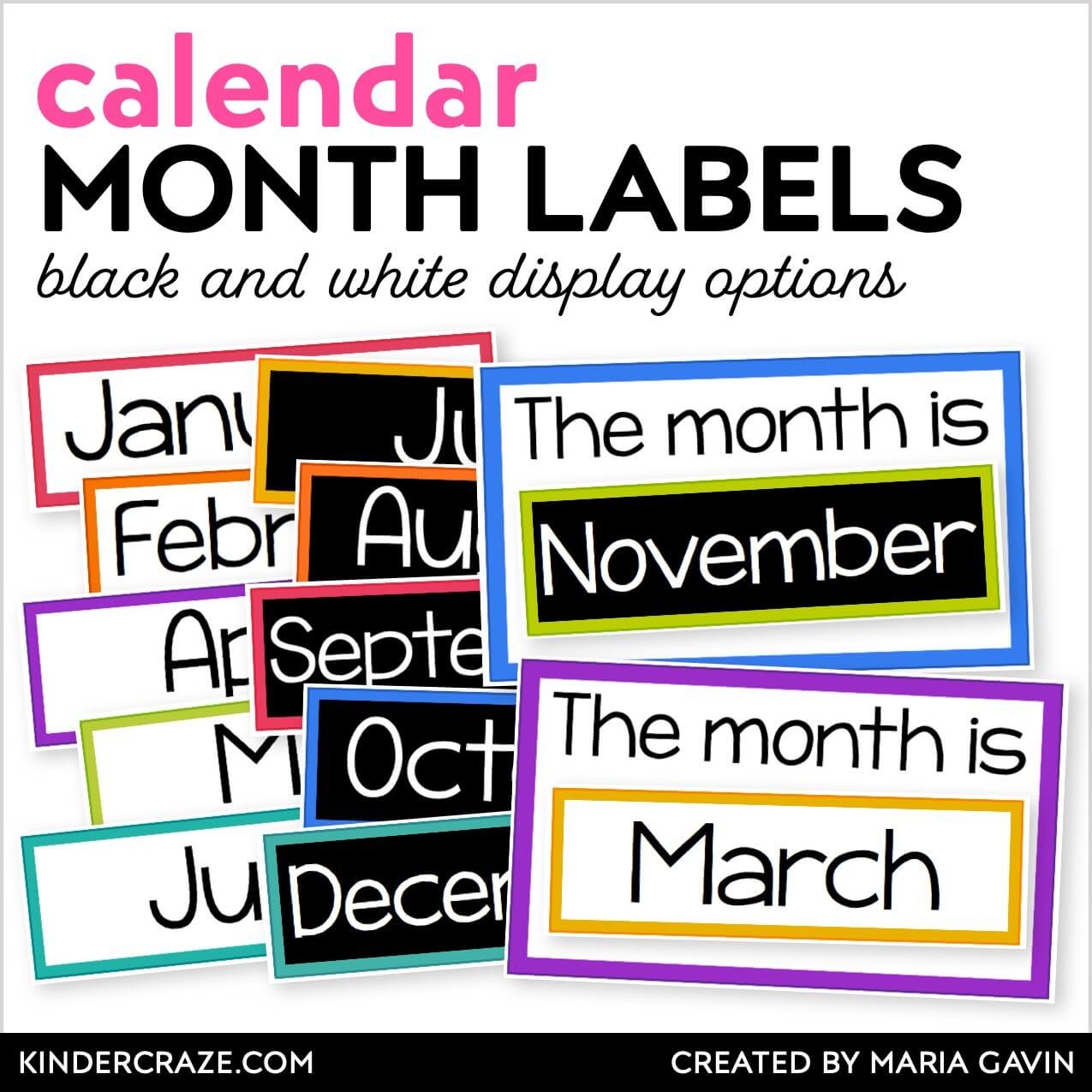 Months Of The Year Calendar Labels Kinder Craze