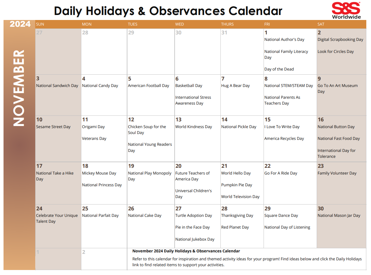Printable November Calendar