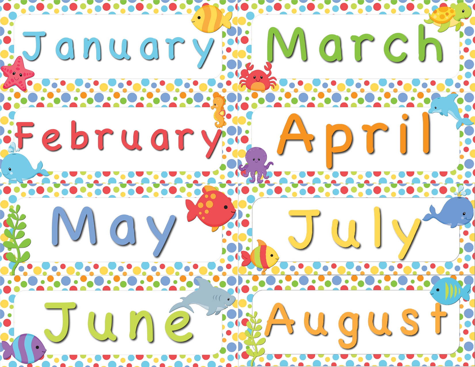 Ocean Theme Calendar Months Of The Year Made By Teachers