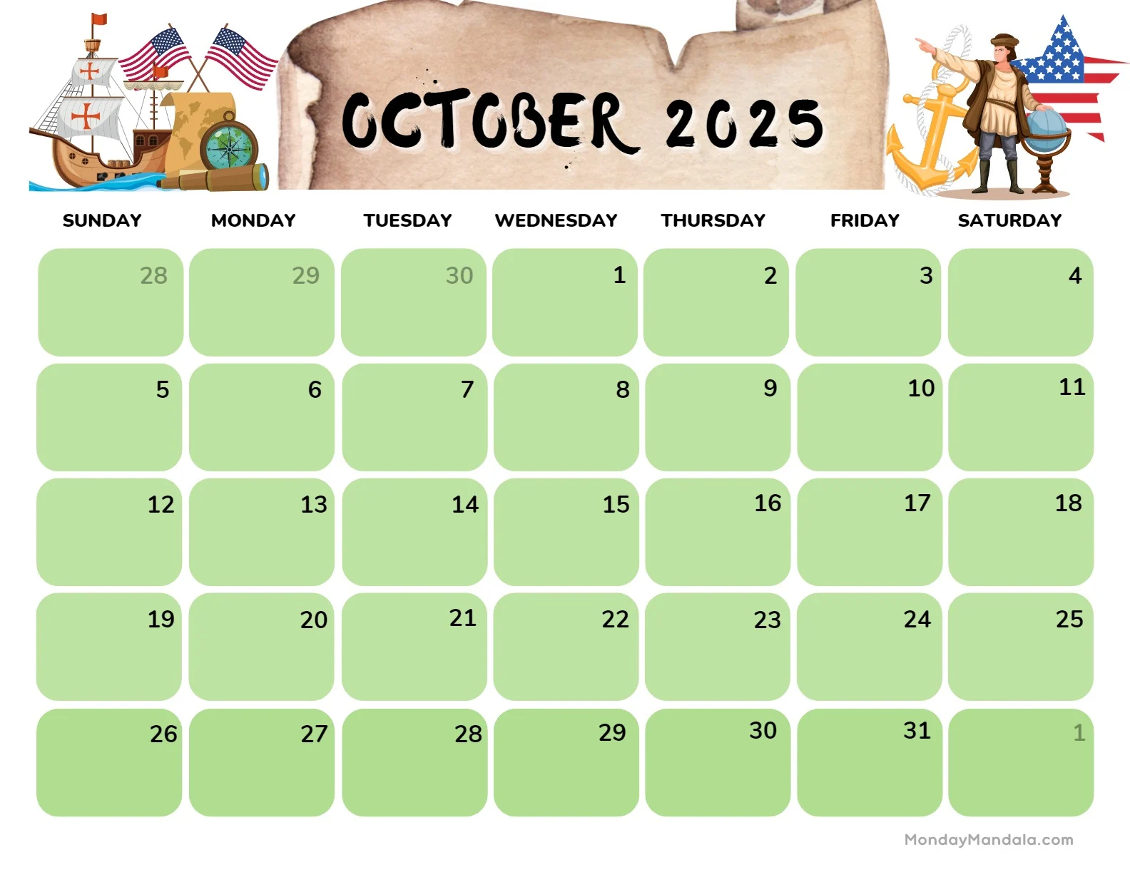 October 2025 Printable Calendars