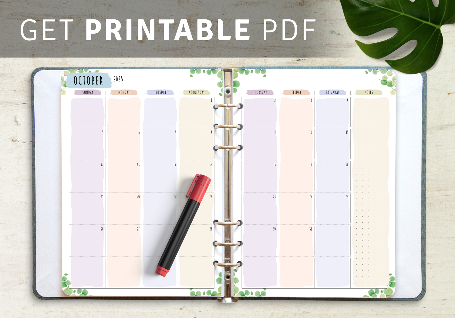 October 2025 Calendar Templates Download PDF