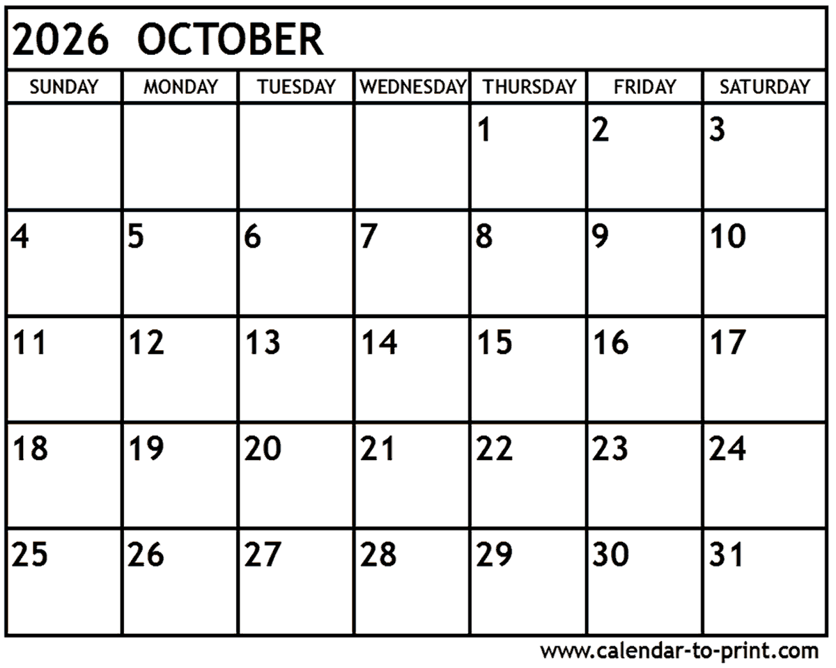 october 2026 calendar printable