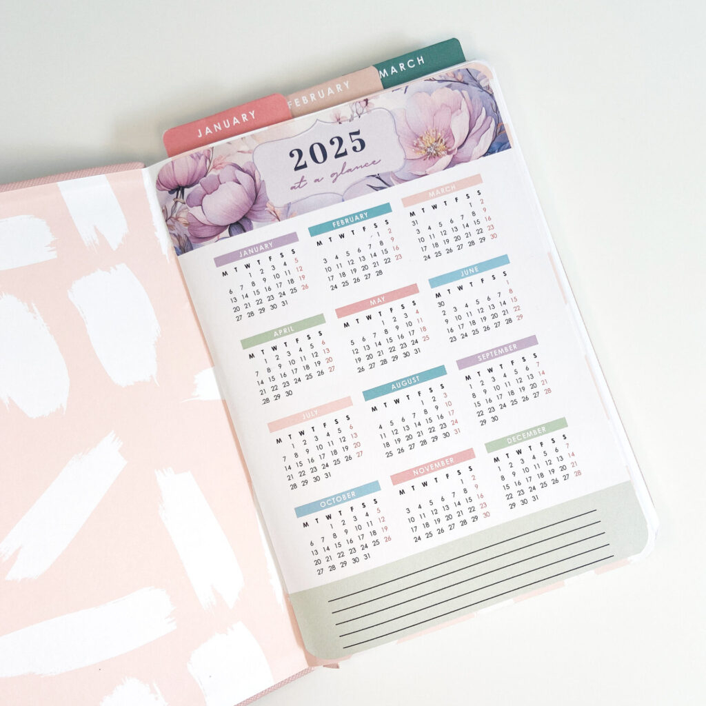 printable calendars 2025 watercolor floral space and quiet
