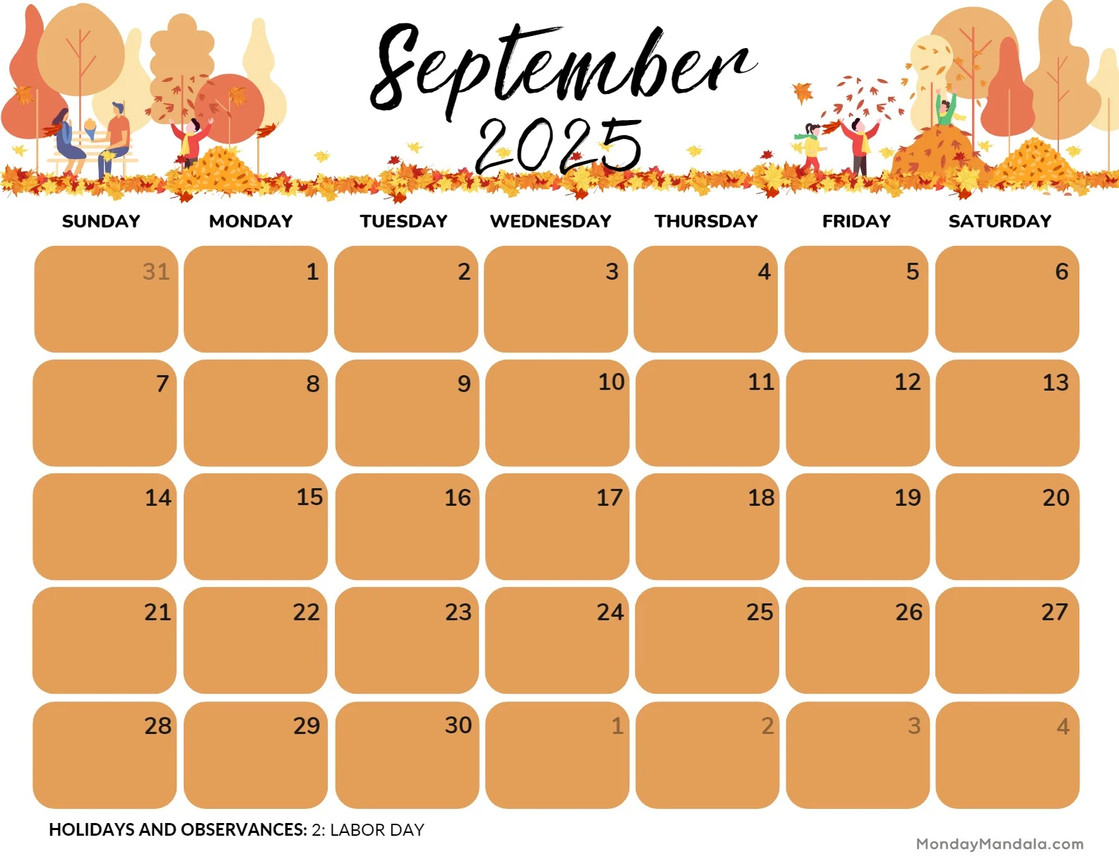2025 Calendar Printable September 2025 Calendar Printable