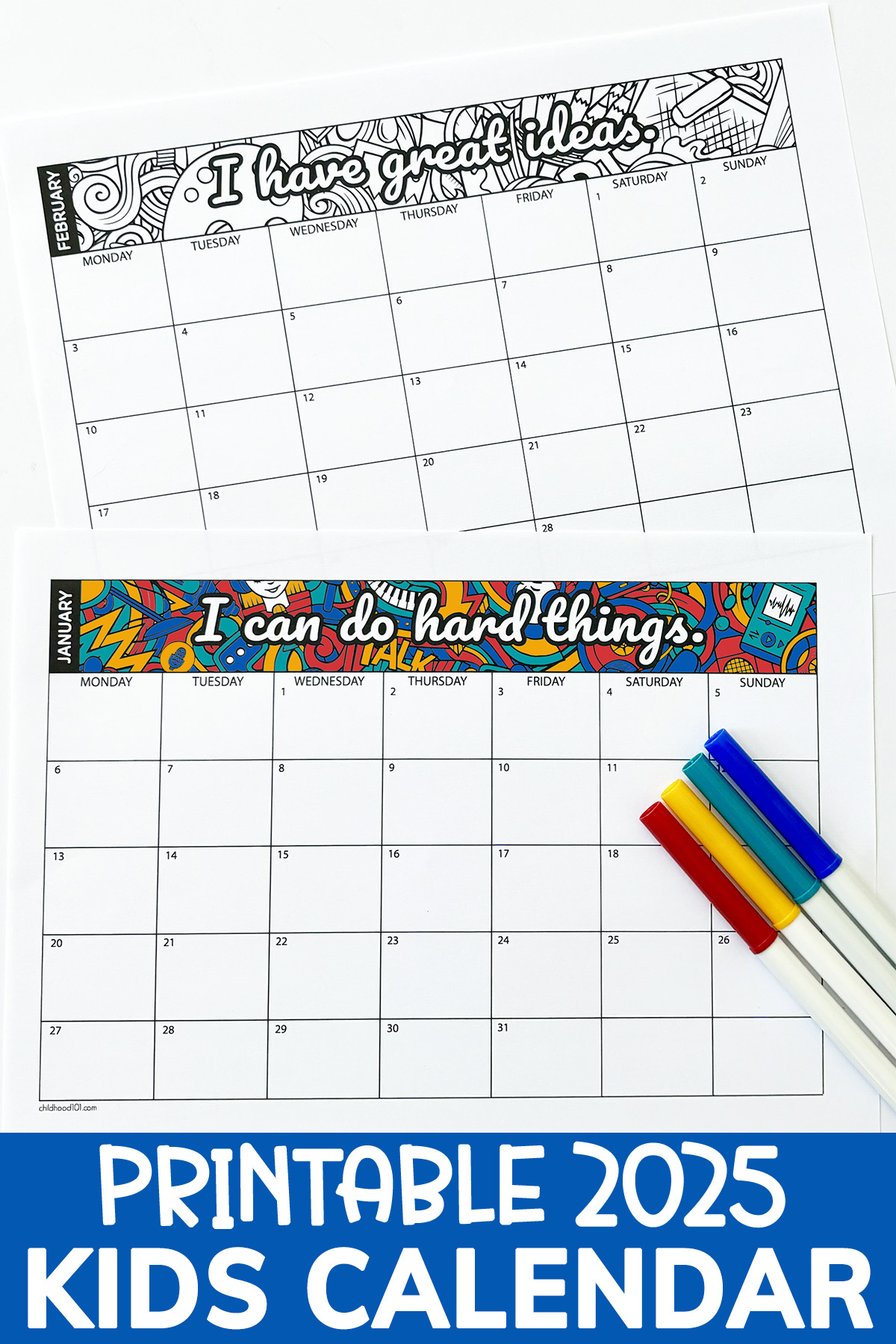 Printable Kids Calendar 2025