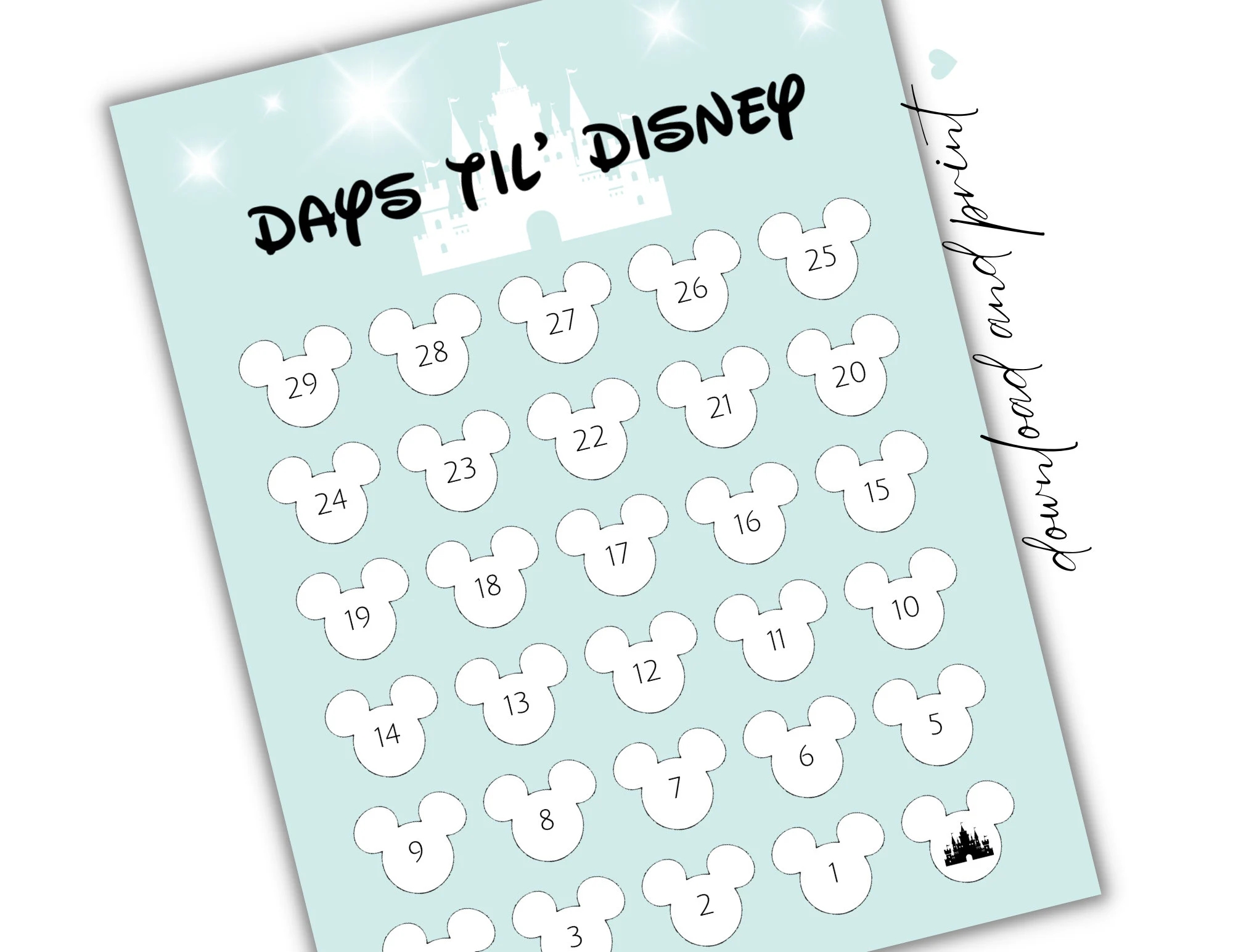 Printable Countdown Count Down The Days Until Your Magical Vacation Magical Vacation 30 Day Countdown Printable In Size Letter And A4 Etsy