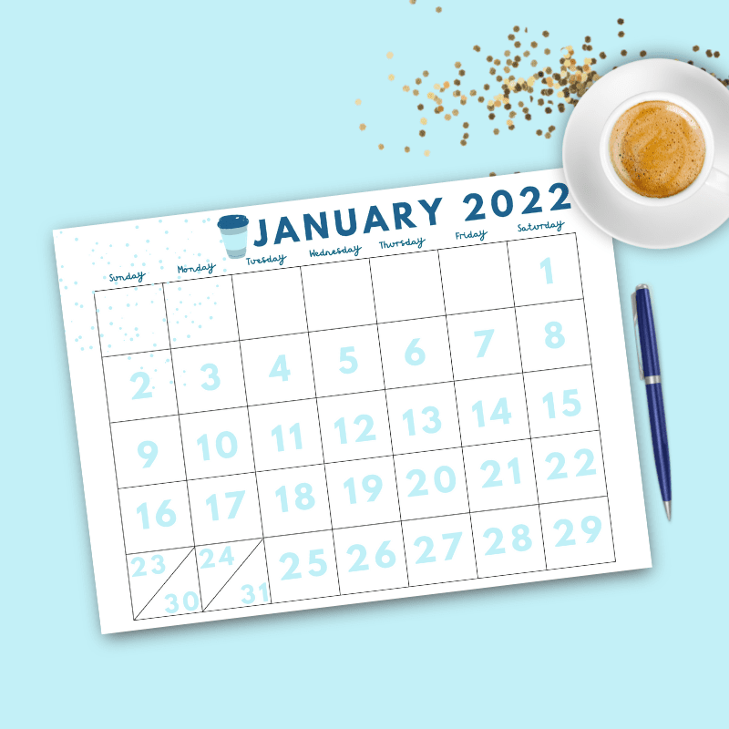 Printable Dated January 2022 Calendar Carrie Elle