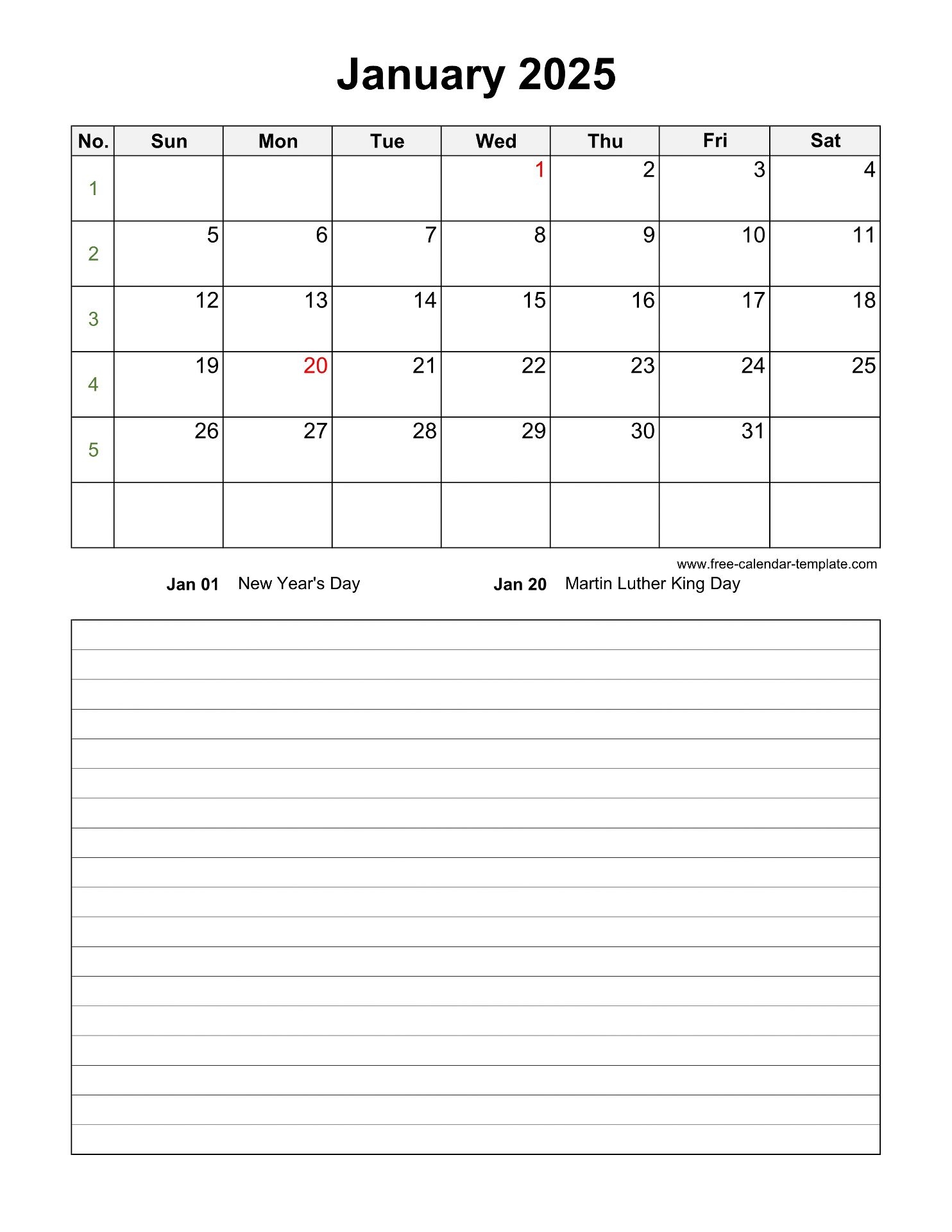 Free 2025 Printable Calendar Free