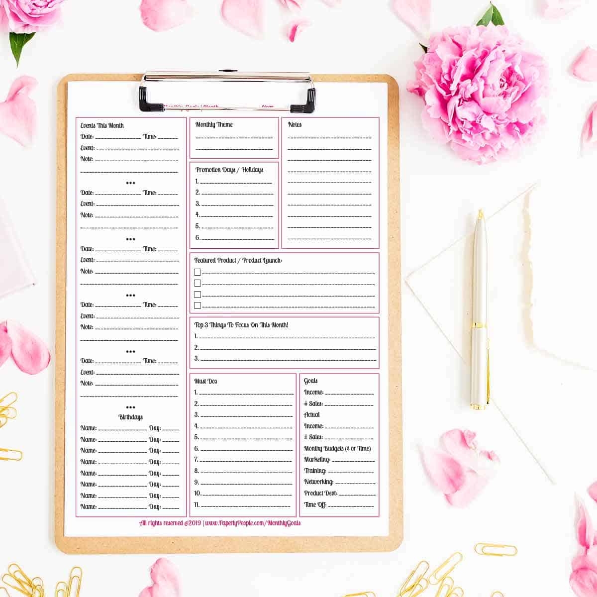 Split Monthly Calendar For 3-Ring Binder Printable